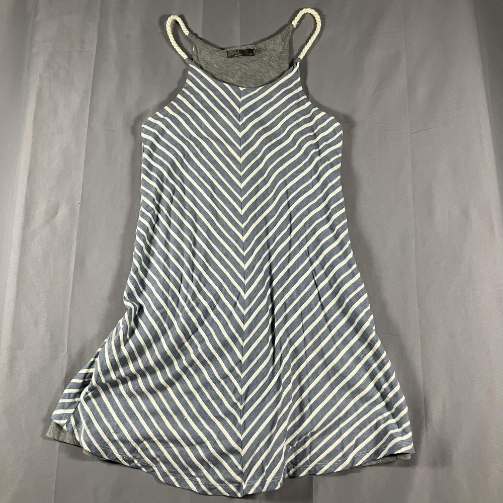 Prana Dress Womens‎ Small Blue White Stripe Rope Strap Lined Casual Summer Beach